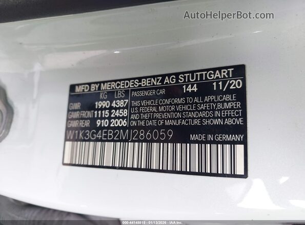 W1K3G4EB2MJ286059 2021 MERCEDES-BENZ A 220 Белый Вид подкапотного пространства