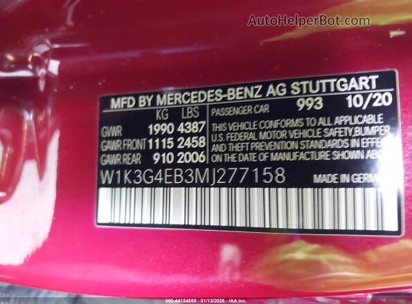 W1K3G4EB3MJ277158 2021 MERCEDES-BENZ A 220 Red Widok komory silnika