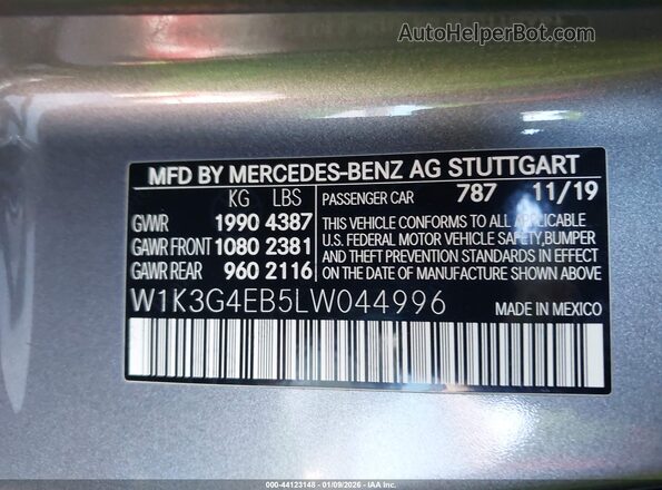 W1K3G4EB5LW044996 2020 MERCEDES-BENZ A 220 Gray Вид підкапотного простору