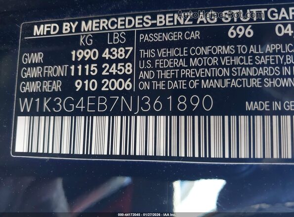 W1K3G4EB7NJ361890 2022 MERCEDES-BENZ A 220 Black ძრავის განყოფილების ხედი