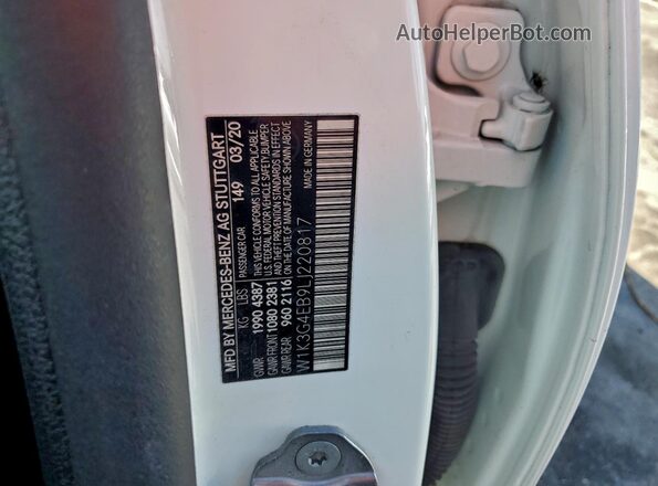 W1K3G4EB9LJ220817 2020 MERCEDES-BENZ A-CLASS White 
