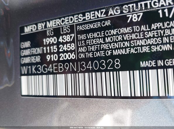W1K3G4EB9NJ340328 2022 MERCEDES-BENZ A 220 Gray Engine compartment view