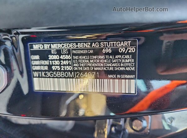 W1K3G5BB0MJ264071 2021 MERCEDES-BENZ A Black VIN կոդի պիտակի տեսք
