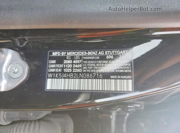 W1K5J4HB2LN086716 2020 MERCEDES-BENZ CLA-CLASS Black 