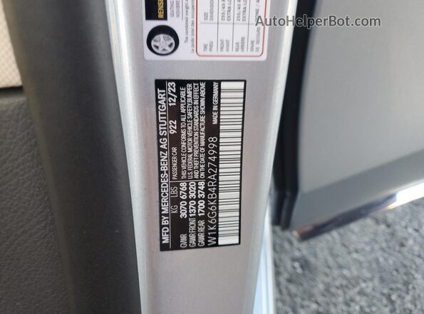 W1K6G6KB4RA274998 2024 MERCEDES-BENZ S Silver VIN կոդի պիտակի տեսք