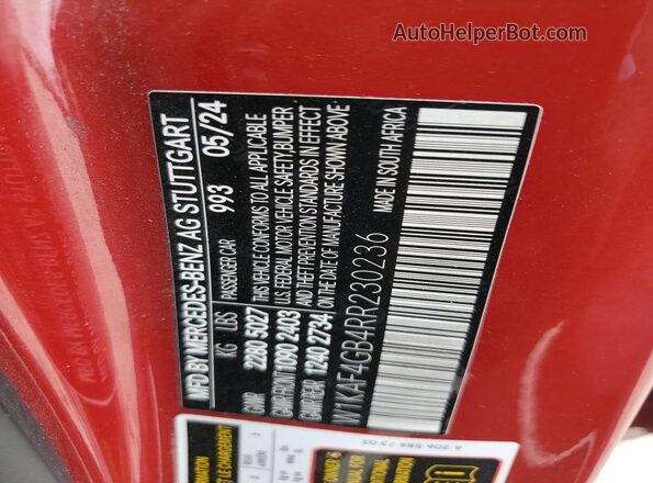 W1KAF4GB4RR230236 2024 MERCEDES-BENZ C Red Вид підкапотного простору