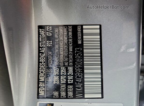 W1KAF4GB9PR069573 2023 MERCEDES-BENZ C Серебряный 