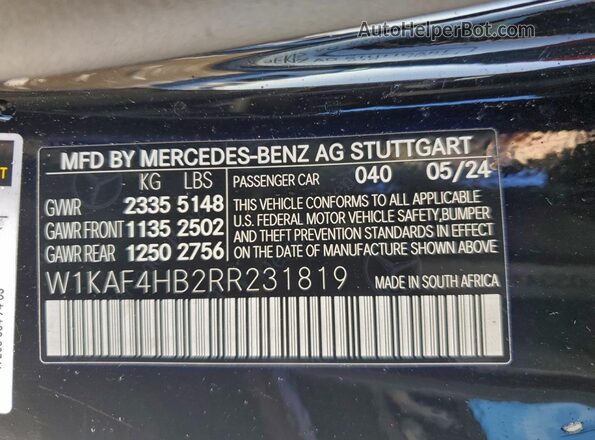 W1KAF4HB2RR231819 2024 MERCEDES-BENZ C Black Vista del compartimento del motor