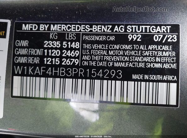 W1KAF4HB3PR154293 2023 MERCEDES-BENZ C-CLASS Gray Engine compartment view