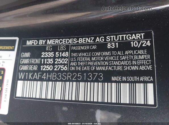 W1KAF4HB3SR251373 2025 MERCEDES-BENZ C-CLASS Black Շարժիչի բաժամունքի տեսք