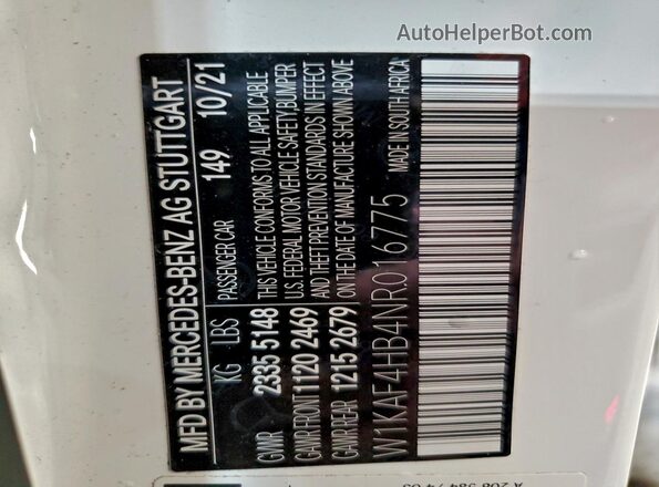 W1KAF4HB4NR016775 2022 MERCEDES-BENZ C Белый Вид подкапотного пространства