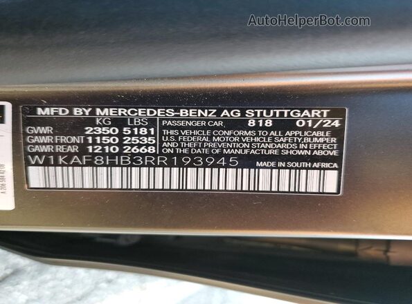 W1KAF8HB3RR193945 2024 MERCEDES-BENZ C Charcoal Widok komory silnika