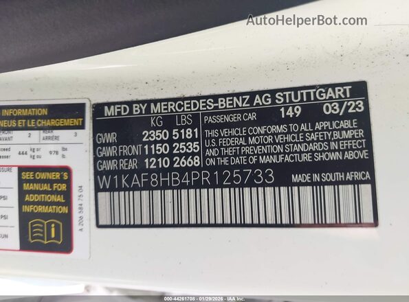 W1KAF8HB4PR125733 2023 MERCEDES-BENZ AMG C 43 White ძრავის განყოფილების ხედი