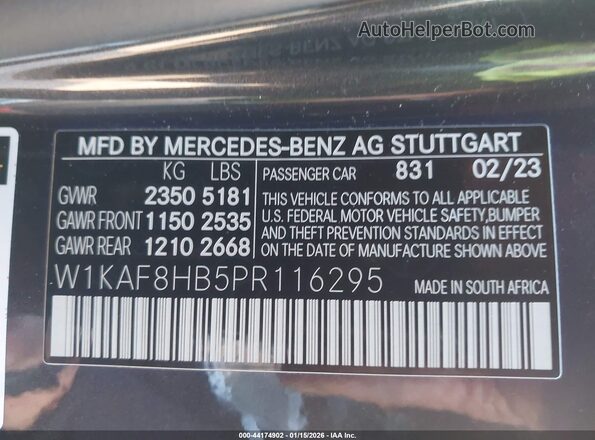 W1KAF8HB5PR116295 2023 MERCEDES-BENZ AMG C 43 Gray Вид підкапотного простору