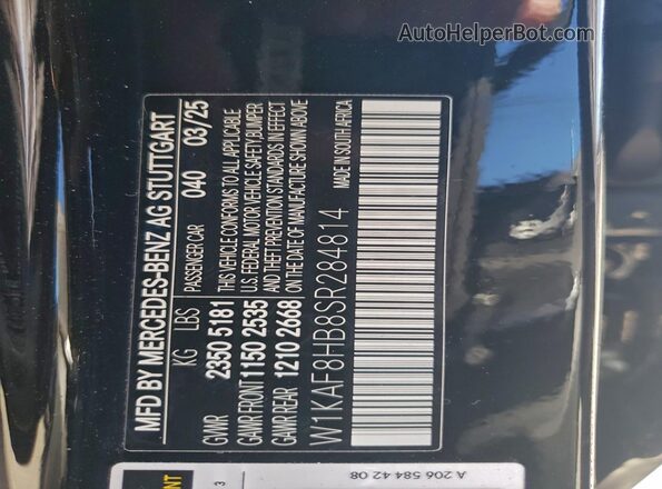 W1KAF8HB8SR284814 2025 MERCEDES-BENZ C Black ძრავის განყოფილების ხედი