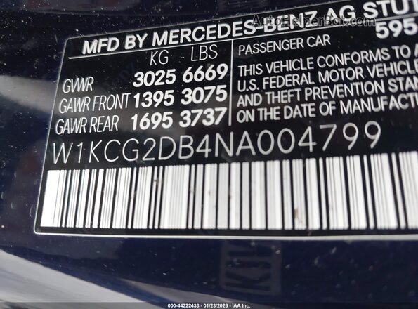 W1KCG2DB4NA004799 2022 MERCEDES-BENZ EQS 450+ Black Vista del compartimento del motor