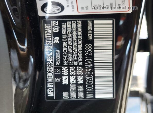 W1KCG2DB9NA012588 2022 MERCEDES-BENZ EQS Black VIN կոդի պիտակի տեսք
