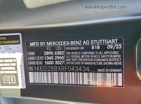 W1KEG2BBXRF043434 2024 MERCEDES-BENZ EQE Charcoal 