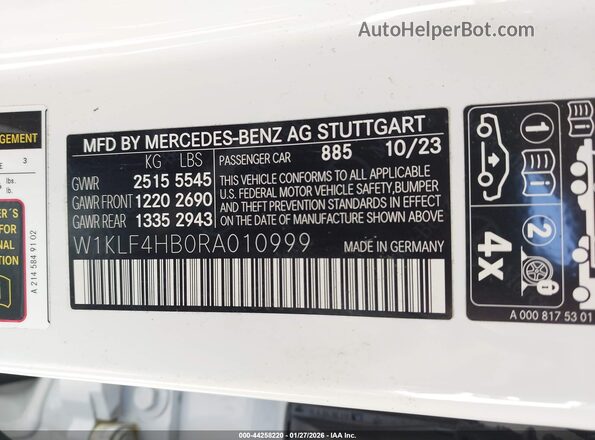 W1KLF4HB0RA010999 2024 MERCEDES-BENZ E-CLASS White Widok komory silnika