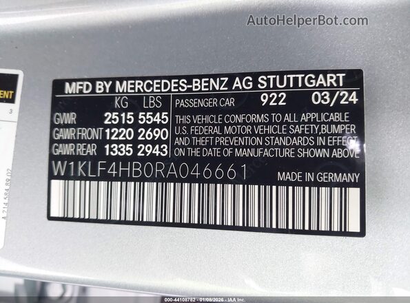 W1KLF4HB0RA046661 2024 MERCEDES-BENZ E-CLASS Silver ძრავის განყოფილების ხედი