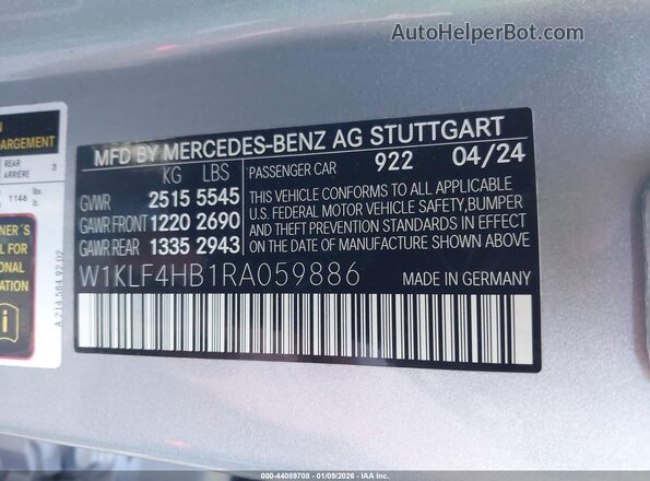 W1KLF4HB1RA059886 2024 MERCEDES-BENZ E-CLASS Silver ძრავის განყოფილების ხედი