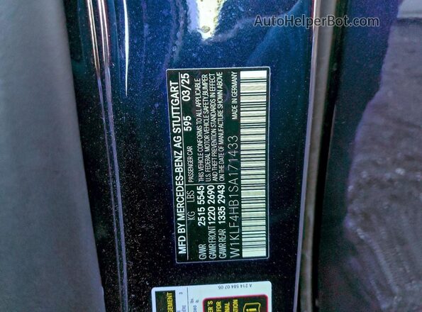 W1KLF4HB1SA171433 2025 MERCEDES-BENZ E Blue VIN კოდის სტიკერის ხედი
