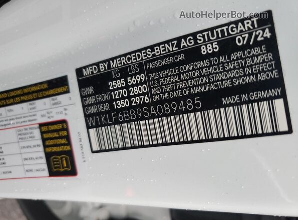 W1KLF6BB9SA089485 2025 MERCEDES-BENZ E White 