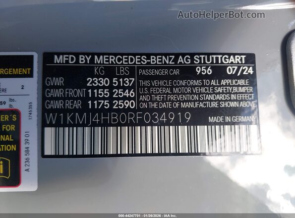 W1KMJ4HB0RF034919 2024 MERCEDES-BENZ CLE 300 Gray ძრავის განყოფილების ხედი