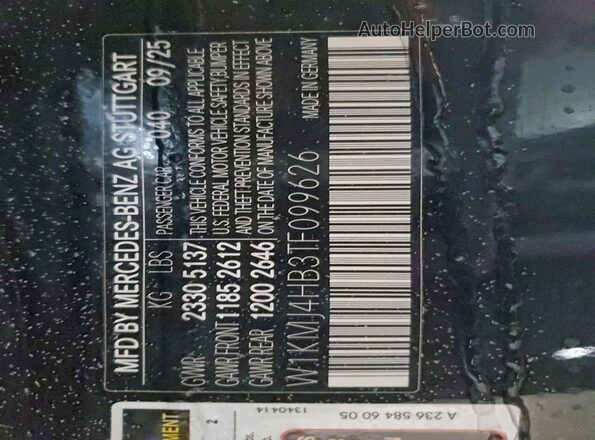 W1KMJ4HB3TF099626 2026 MERCEDES-BENZ CLE Black Widok naklejki z numerem VIN