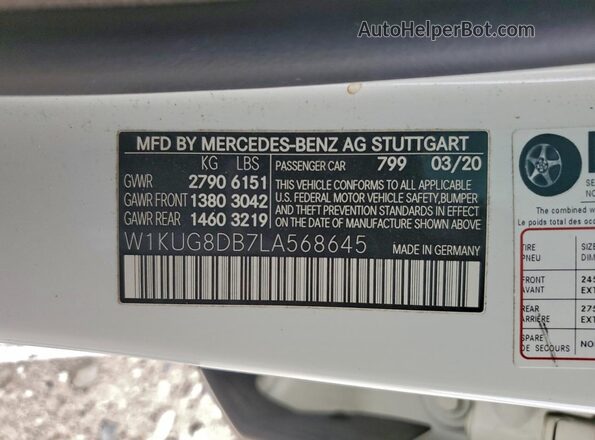 W1KUG8DB7LA568645 2020 MERCEDES-BENZ S White Вид підкапотного простору