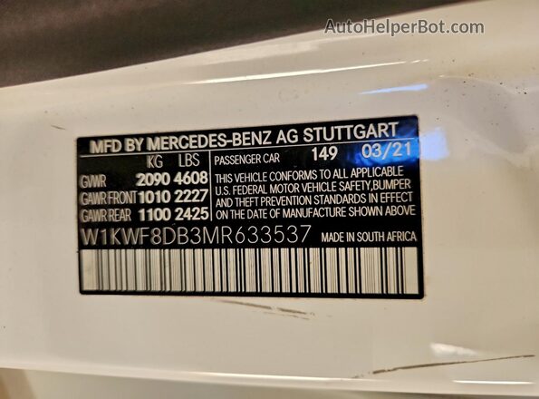 W1KWF8DB3MR633537 2021 MERCEDES-BENZ C White Vista del compartimento del motor