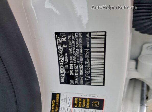 W1KWF8DB4MR648564 2021 MERCEDES-BENZ C White Vista del compartimento del motor