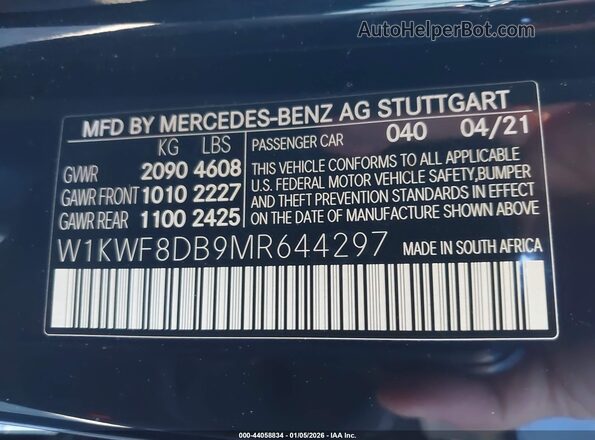 W1KWF8DB9MR644297 2021 MERCEDES-BENZ C-CLASS Black Vista del compartimento del motor
