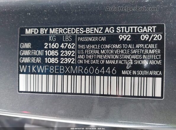 W1KWF8EBXMR606446 2021 MERCEDES-BENZ C Gray Widok komory silnika