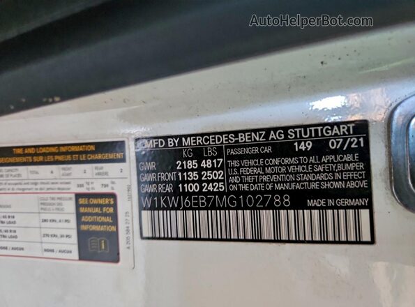 W1KWJ6EB7MG102788 2021 MERCEDES-BENZ C White Widok komory silnika