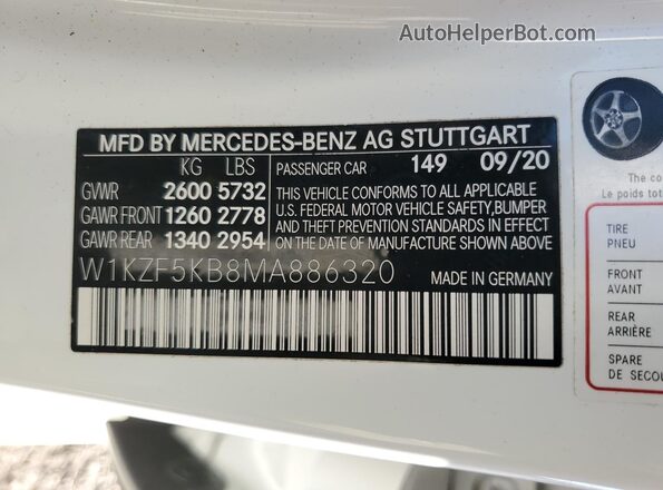 W1KZF5KB8MA886320 2021 MERCEDES-BENZ E Белый Вид подкапотного пространства
