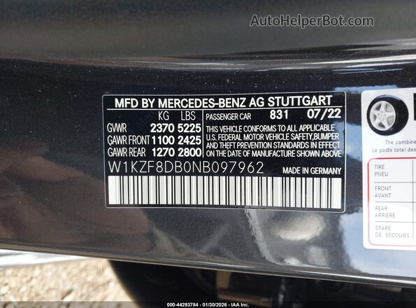 W1KZF8DB0NB097962 2022 MERCEDES-BENZ E-CLASS Gray Вид підкапотного простору