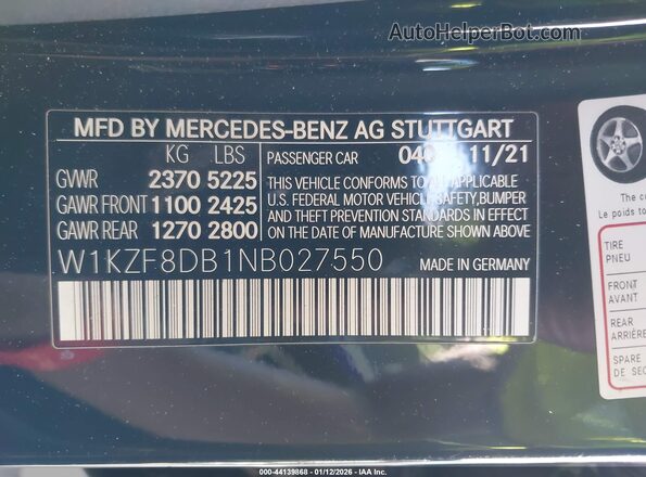 W1KZF8DB1NB027550 2022 MERCEDES-BENZ E-CLASS Черный Вид подкапотного пространства