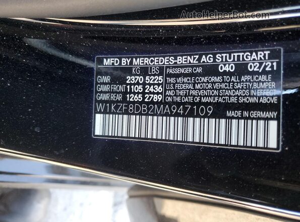 W1KZF8DB2MA947109 2021 MERCEDES-BENZ E Black Вид підкапотного простору