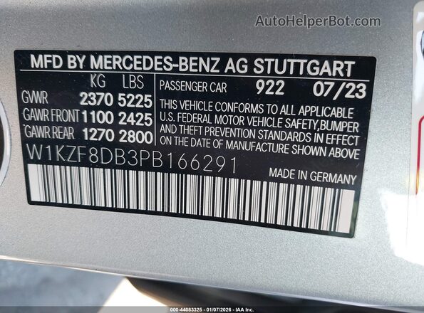 W1KZF8DB3PB166291 2023 MERCEDES-BENZ E-CLASS Silver Вид підкапотного простору