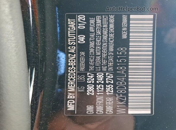 W1KZF8DB4LA815158 2020 MERCEDES-BENZ E Black Շարժիչի բաժամունքի տեսք