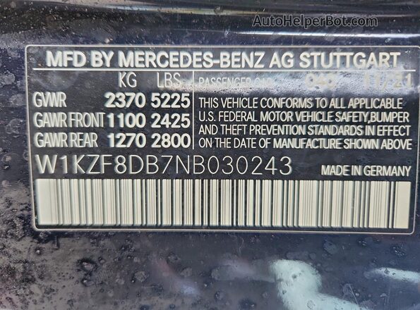 W1KZF8DB7NB030243 2022 MERCEDES-BENZ E Black Շարժիչի բաժամունքի տեսք