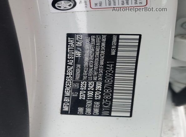 W1KZF8DB7NB093441 2022 MERCEDES-BENZ E White Շարժիչի բաժամունքի տեսք