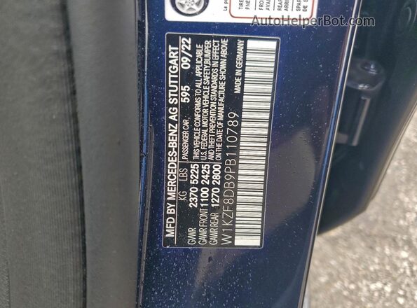 W1KZF8DB9PB110789 2023 MERCEDES-BENZ E Blue Вид наклейки з VIN-кодом