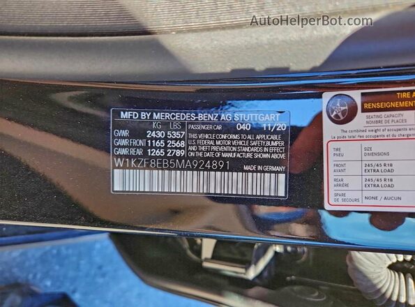 W1KZF8EB5MA924891 2021 MERCEDES-BENZ E Black 