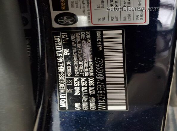 W1KZF8EB7NB029527 2022 MERCEDES-BENZ E Blue VIN sticker view