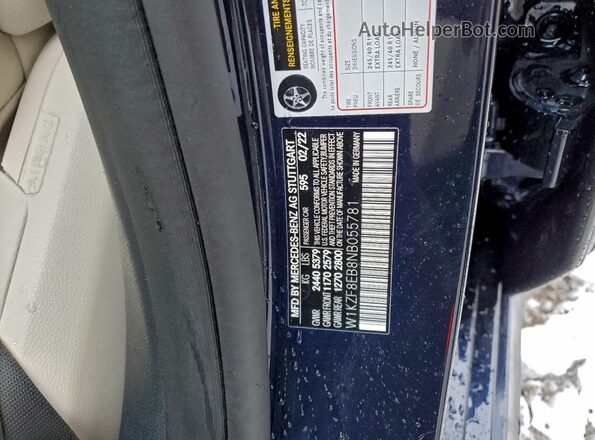 W1KZF8EB8NB055781 2022 MERCEDES-BENZ E Синий Вид наклейки с VIN-кодом