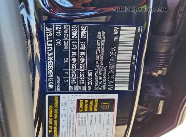 W1N0G8DB8MF970549 2021 MERCEDES-BENZ GLC-CLASS Black Vista de la etiqueta del VIN