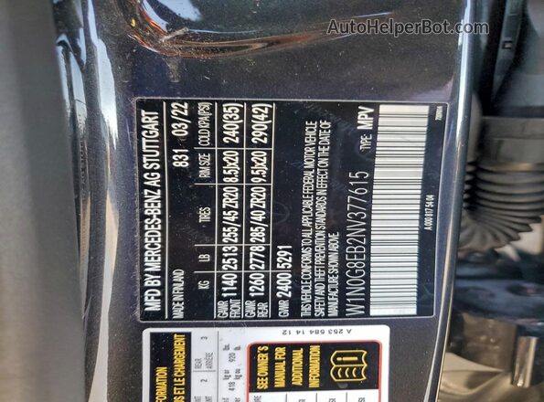 W1N0G8EB2NV377615 2022 MERCEDES-BENZ GLC-CLASS Black Панорамний вид салону 360°