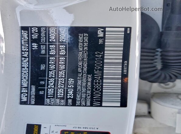 W1N0G8EB4MF900142 2021 MERCEDES-BENZ GLC-CLASS White Вид підкапотного простору